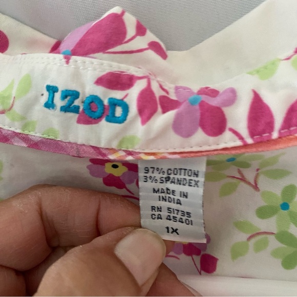 NWOT Izod blouse pastel floral Bright pink & green SZ 1X - Picture 9 of 15